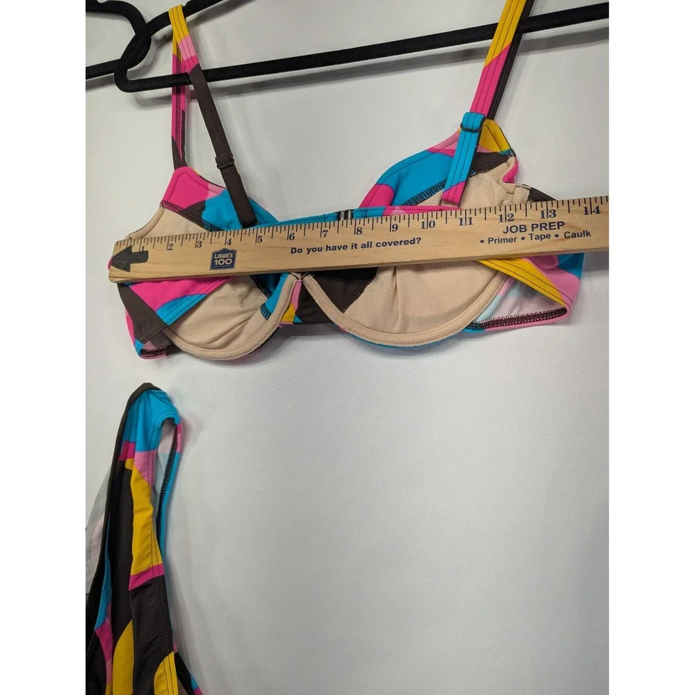 Panos Emporio Sweden Bikini Set Geometric Abstract Print‎ Swimsuit Size 42